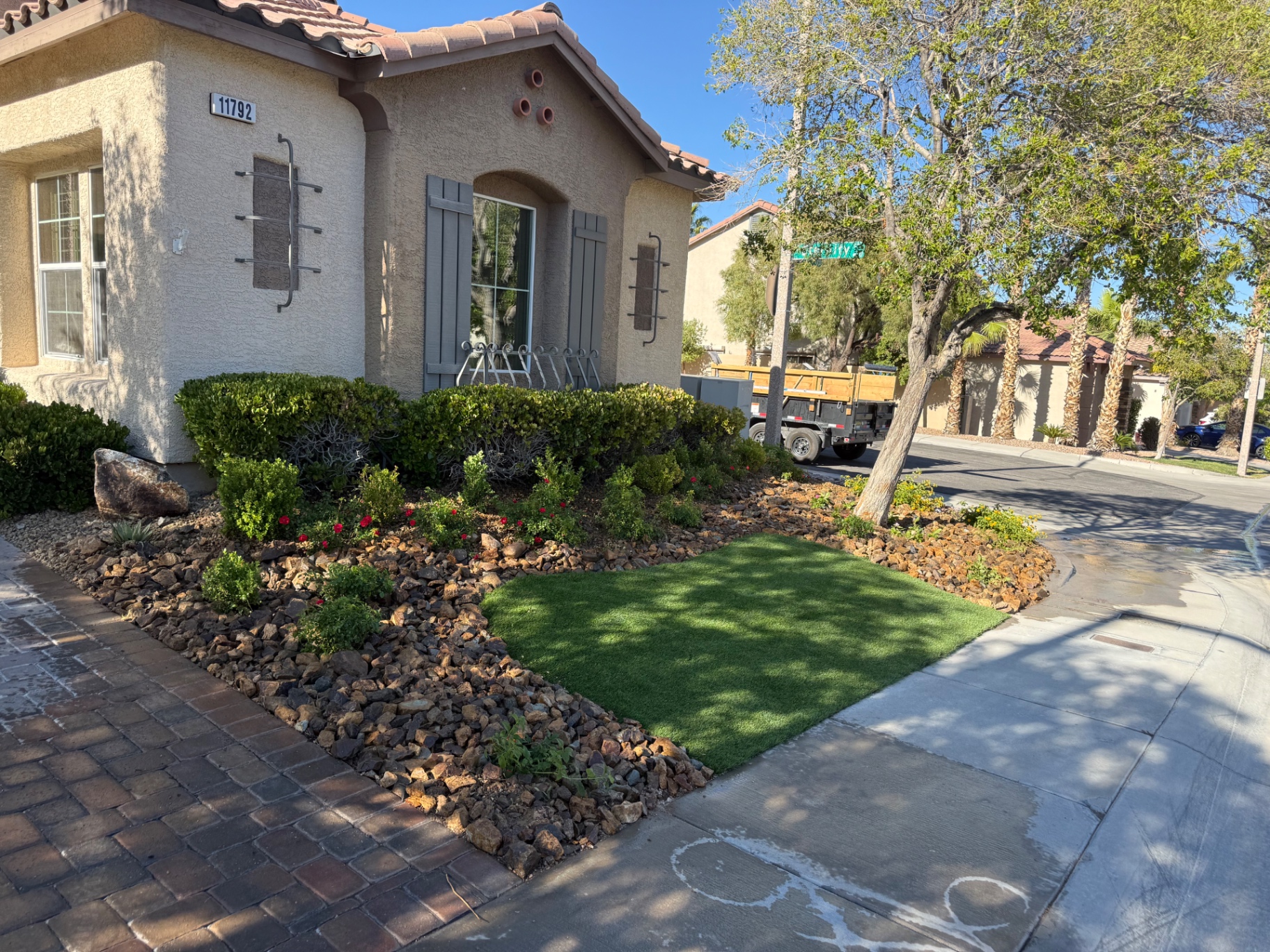 Front Yard Turf & Rock Refresh — after