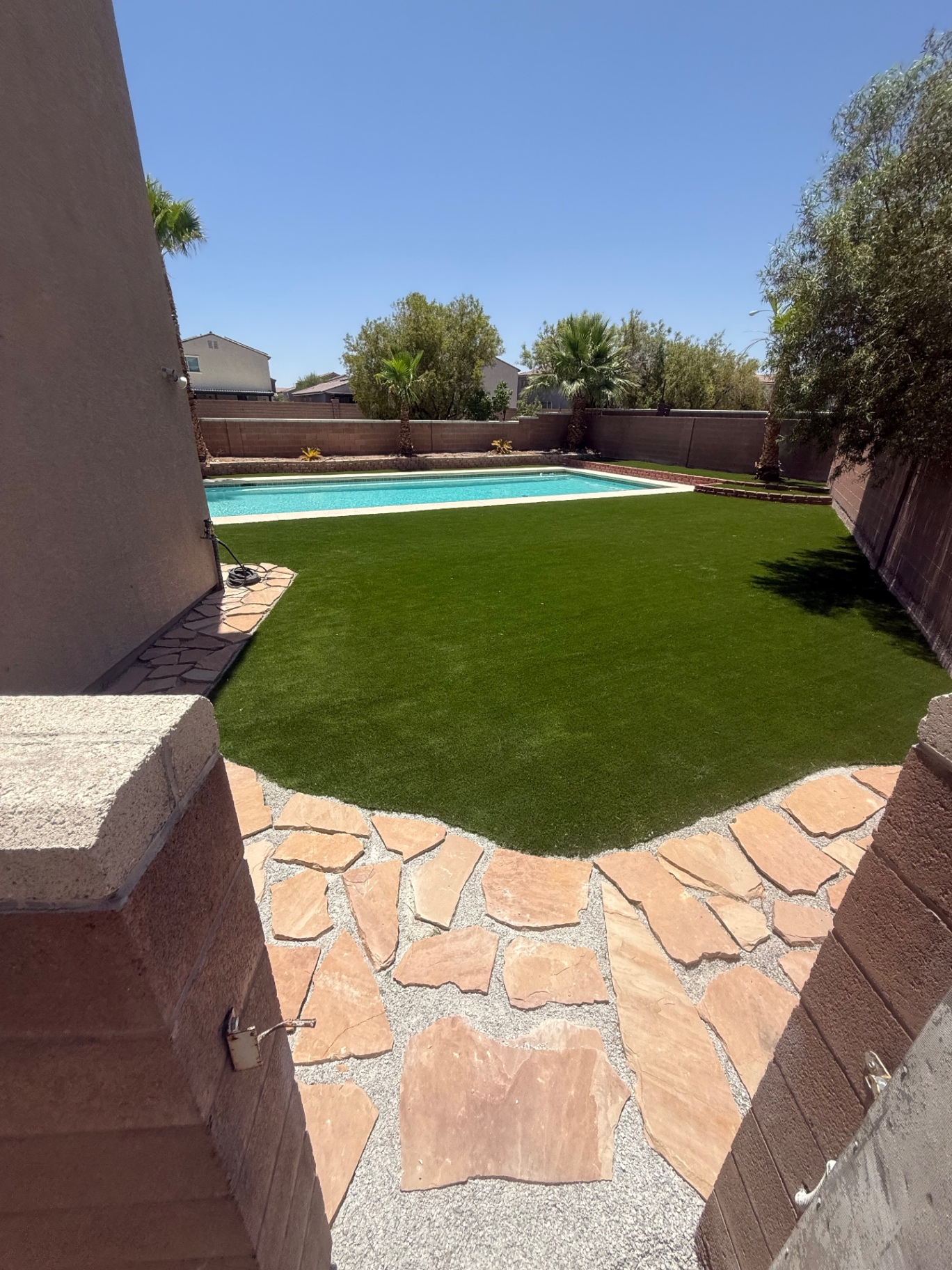 Backyard Pool & Turf Retreat — after